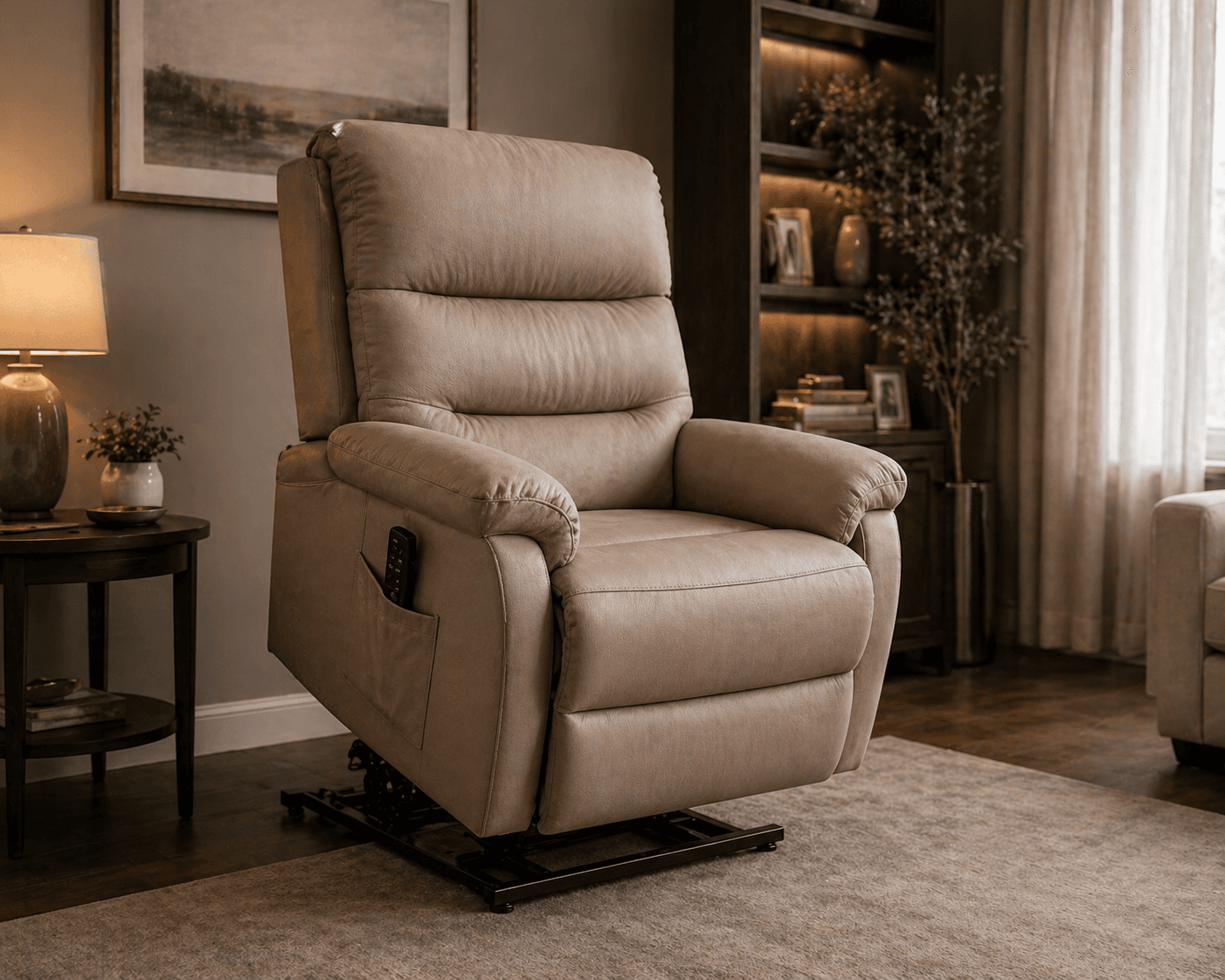 Lift chair in a comfortable living room
