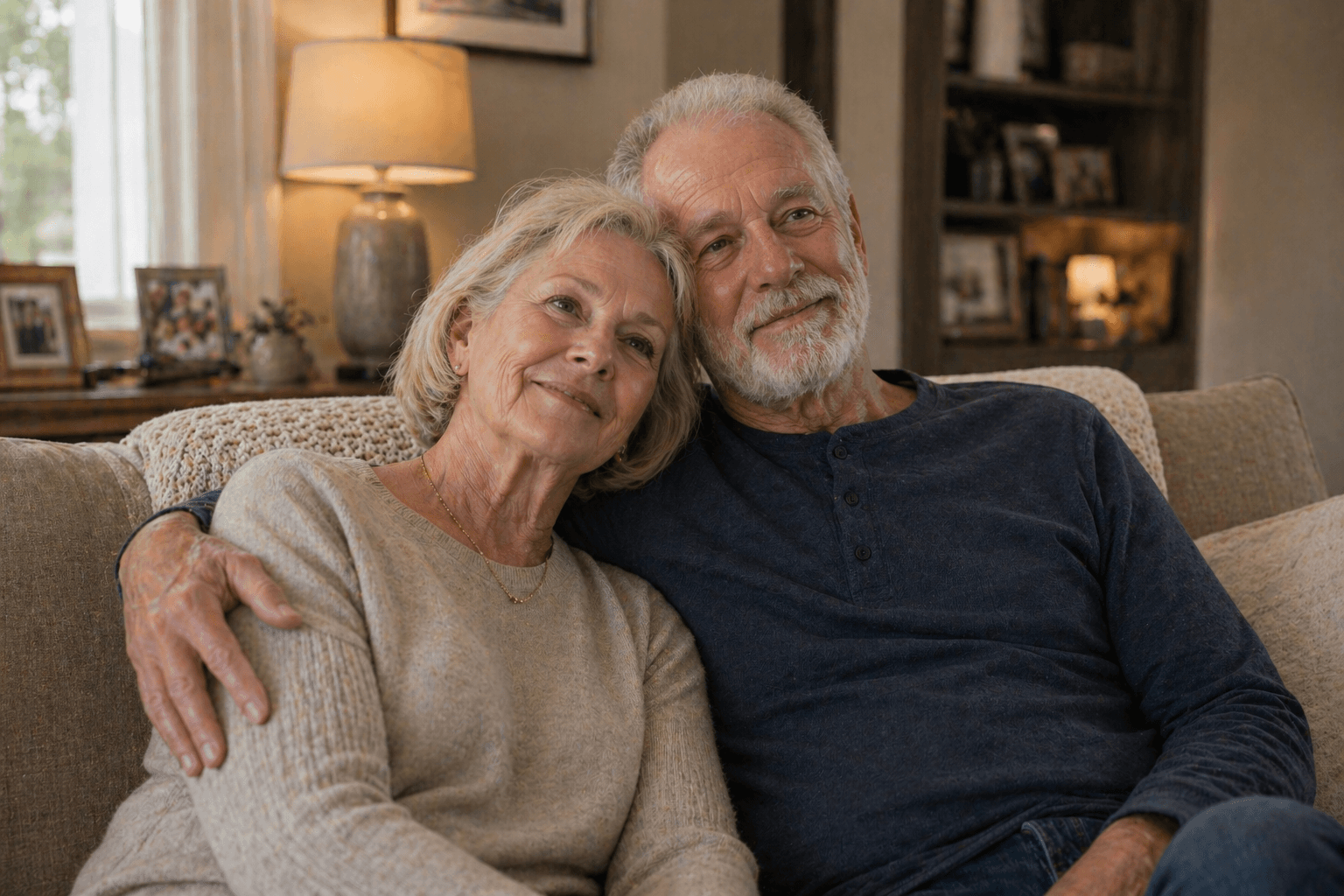 Couple relaxing together at home